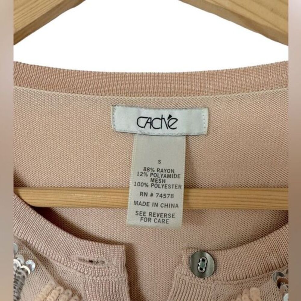 Cache Nude Metallic Sequin Size Small Light Cardi… - image 4